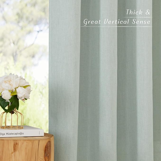 NICETOWN Sage Green Thick Linen Curtains 72" Length, Grommet Privacy Window - Image 7