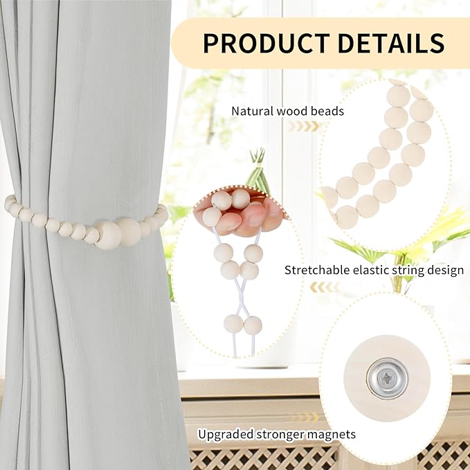 KLOGTSIND Magnetic Curtain Tiebacks, 4 Pack Curtain Holdbacks - Image 5