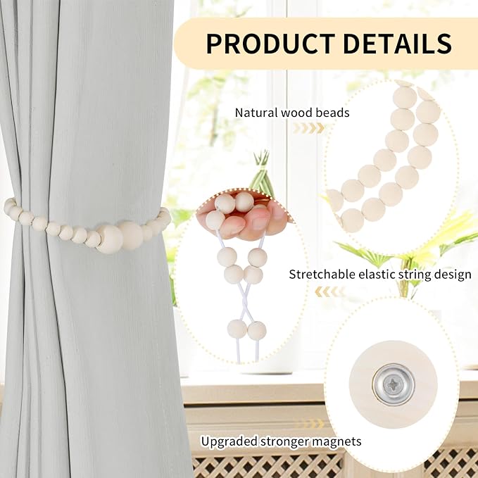 KLOGTSIND Magnetic Curtain Tiebacks, 6 Pack Curtain Holdbacks - Image 5
