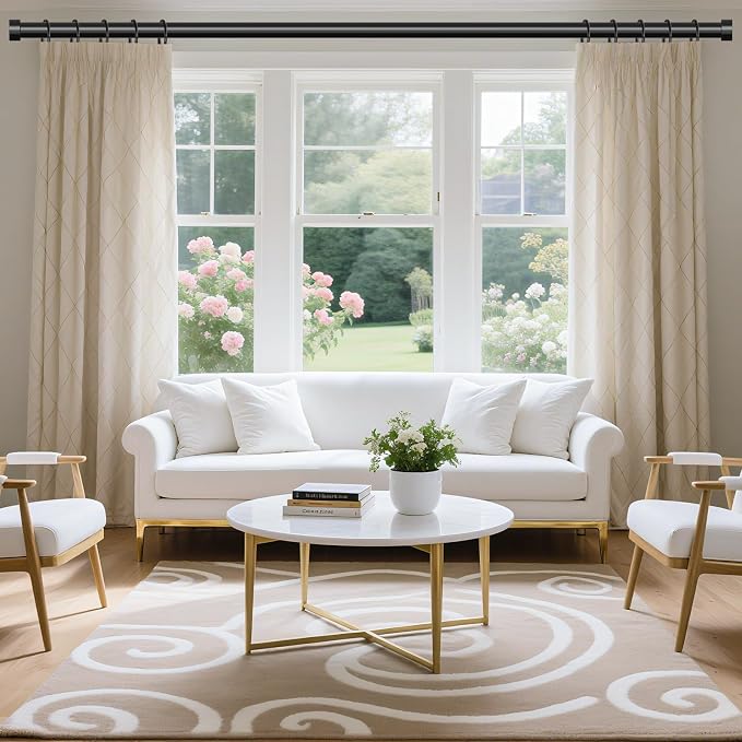VOIIY Curtain Rods for Windows 66 to 120 Inch, Modern Adjustable Heavy Duty - Image 2