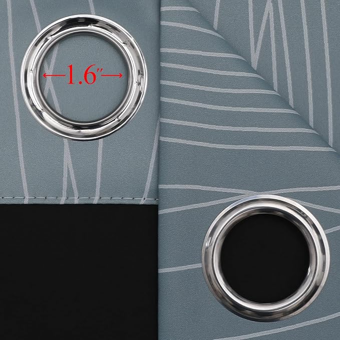 Estelar Textiler Stone Blue and Greyish White Blackout Curtains 96 Inches Long - Image 7