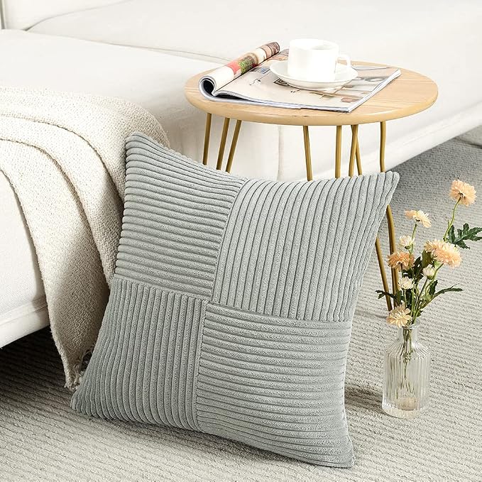 Fancy Homi 2 Packs Grey Samll Decorative Throw Pillow Covers 12x12 Inch - Image 2