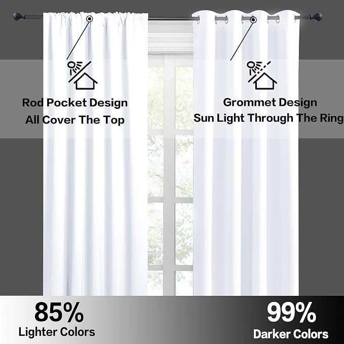 RYB HOME 54 inch Curtains for Living Room, Rod Pocket Thermal Insulated Small - Image 5