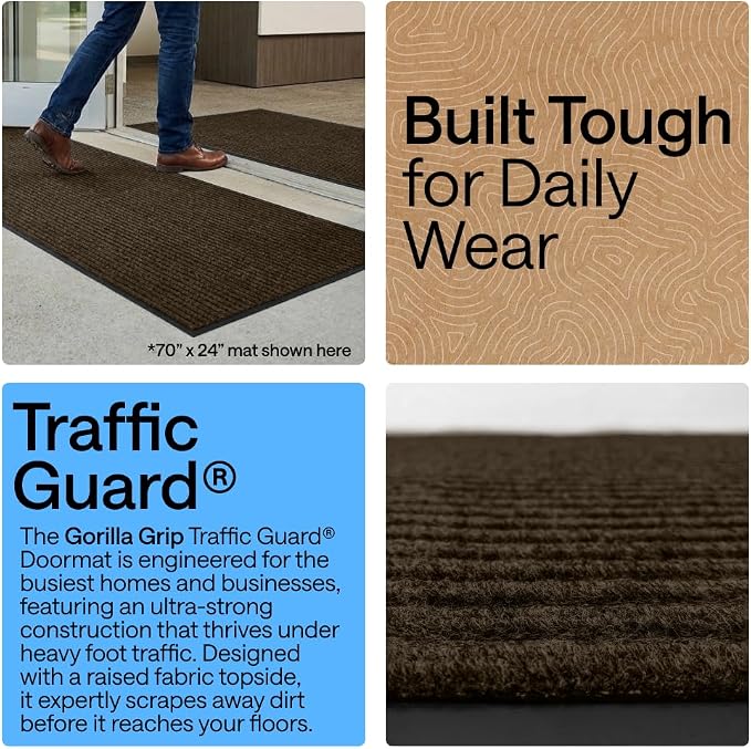 GORILLA GRIP Waterproof Traffic Guard Door Mat, 2 Pack Indoor Outdoor Durable - Image 3