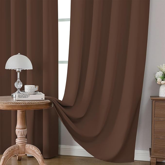 CUCRAF Brown Blackout Curtains 108 inch Length 2 Panels Set, Rod Pocket Room - Image 5