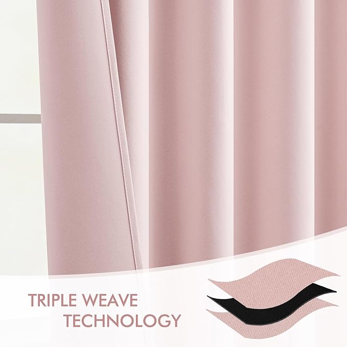 MIULEE Light Pink Back Tab Blackout Curtains 66x84 Inch Length 2 Panels Set | - Image 7