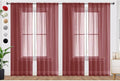 SpaceDresser Burgundy Sheer Curtains 4 Panels Rod Pocket Semi-Sheer Curtain 45 by SpaceDresser