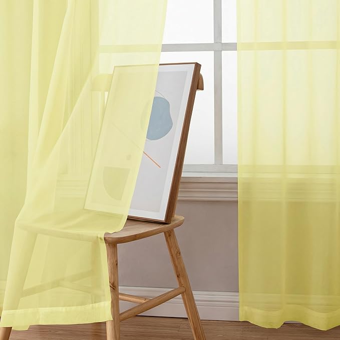 OWENIE Sheer Curtains 72 Inches Long 2 Panels Set, Modern Light Filtering Sheer - Image 5