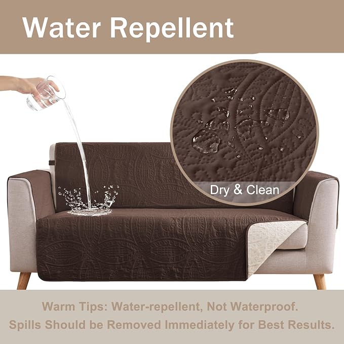 Brown Recliner TV Chair Covers, Quilted Décor Water-Repellent Medium Lazy Boy - Image 6