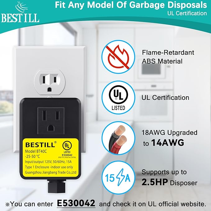 BESTILL Garbage Disposal Air Switch Kit - UL Listed, Cordless Sink Top Switch Button for Waste Disposer, 3.6" Long Push Button with Brass Cover, Polished Chrome, Compatible with all Garbage Disposals
