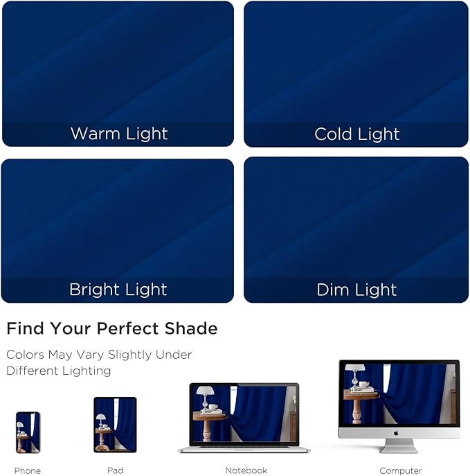 CUCRAF Royal Blue Blackout Curtains 72 inch Length 2 Panels Set, Rod Pocket - Image 4