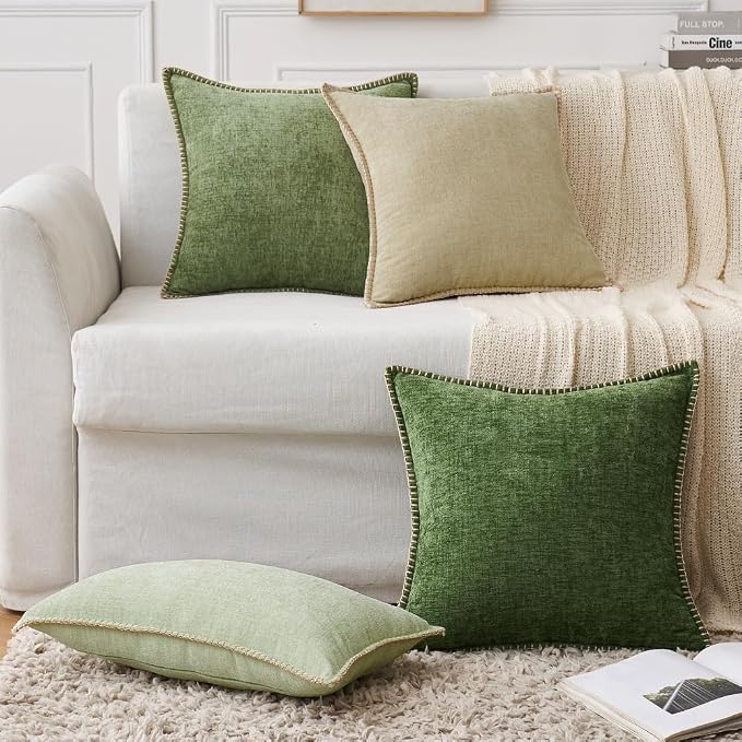 MIULEE Pack of 2 Christmas Pillow Covers 26x26 Inch Moss Green Farmhouse - Image 6