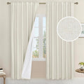 80 Inch Natural 100% Blackout Linen Curtains 2 Panels, 52 x 80 Inch | Thermal by LAMIT