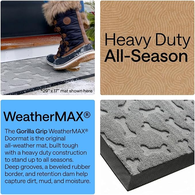 GORILLA GRIP 100% Waterproof All-Season WeatherMAX Doormat 35x23, US Designed - Image 3