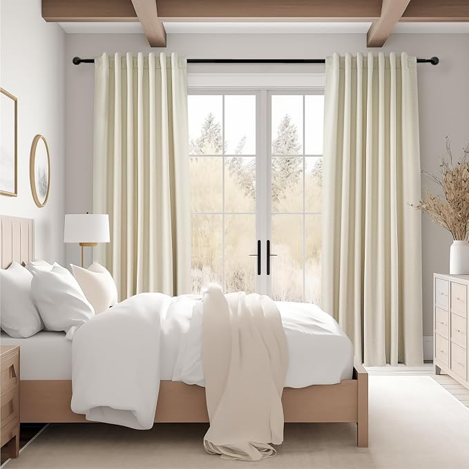 Topfinel 100 Inch Long Ivory White Black Out Custom Drapery Panels, Ceiling - Image 7