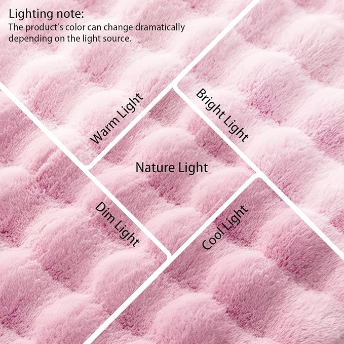 Pink Rabbit Plush Rug 3'x5', Fluffy Shaggy Area Rug - Image 5