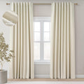 Topfinel 90 Inches Long Full Blackout Cream Linen Curtains by Topfinel