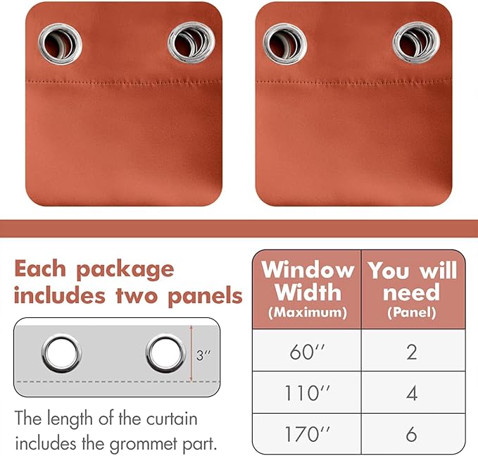 MIULEE 90" Long Room Darkening Curtains Thermal Insulated Rust Terracotta - Image 6