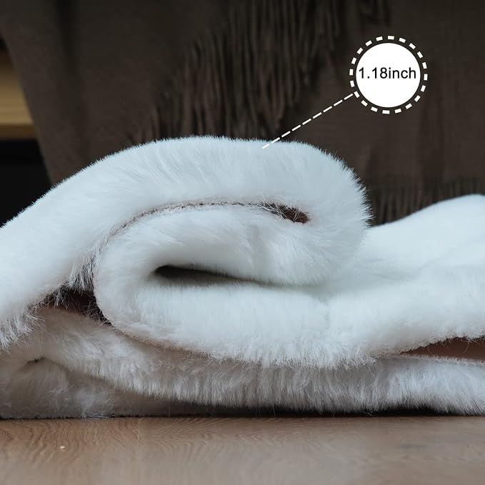 Ghouse Ultra Soft Faux Rabbit Fur Rug 3x5, Machine Washable Area Rugs - Image 4