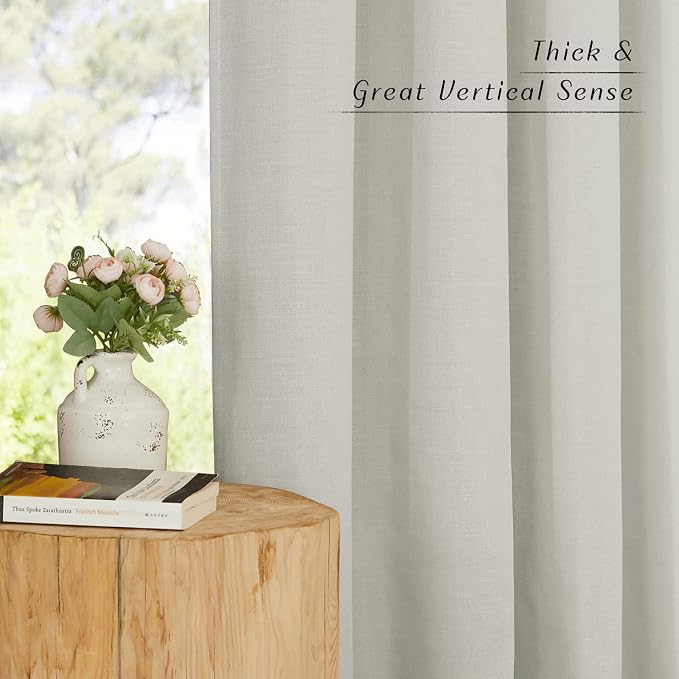 NICETOWN Gray Linen Doorway Curtains 80 inches Long, Grommet Thick Linen Weave - Image 3