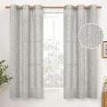 YoungsTex Light Grey Linen Semi Sheer Curtains 45 Inch Length 2 Panels | Short by YoungsTex