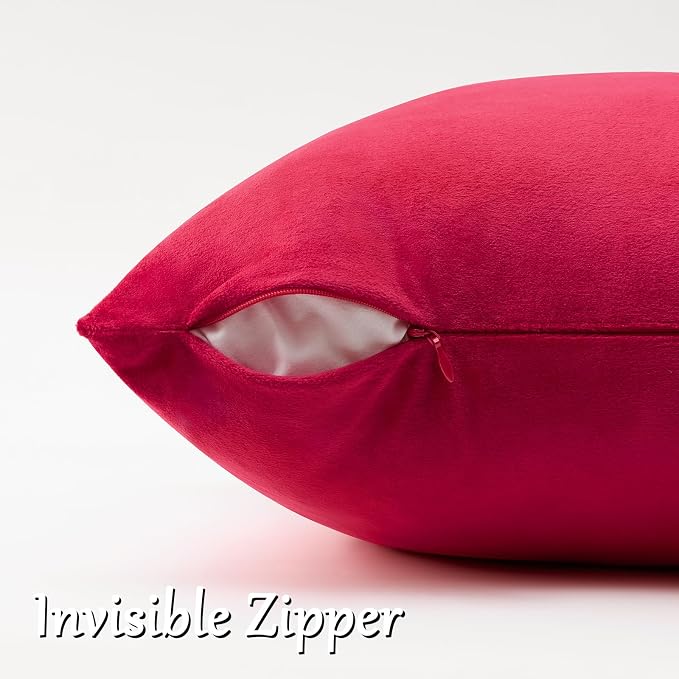 GIGIZAZA Red Velvet Pillow Covers 16x16 Decorative Pillows Pack of 2 | Throw - Image 4