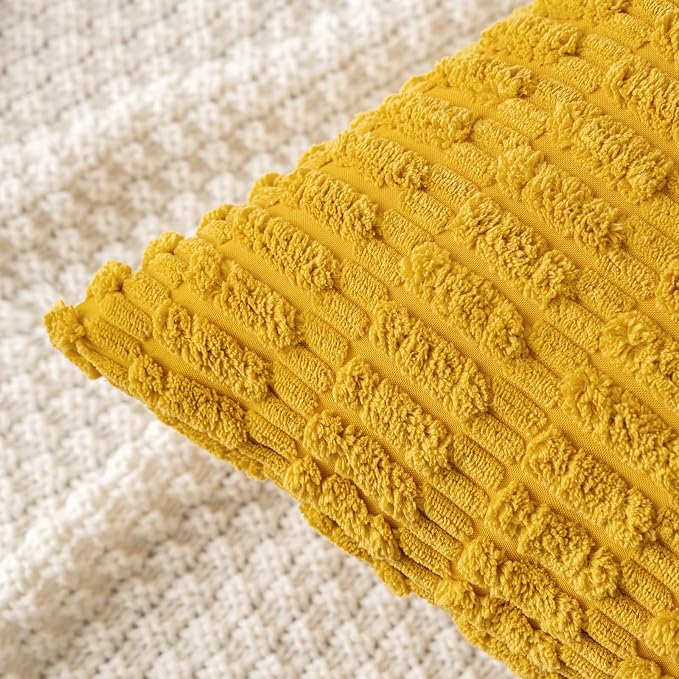 MIULEE Decorative Throw Pillow Covers 12x12 Mustard Yellow Pack of 2 | Soft - Image 2