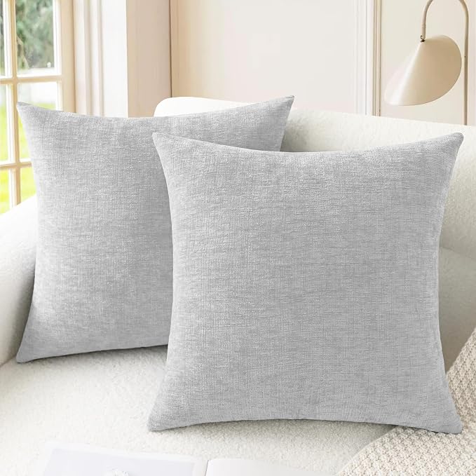 CaliTime Throw Pillow Covers Decorative 26 X 26 Inches Pack of 2 Cozy Chenille by CaliTime