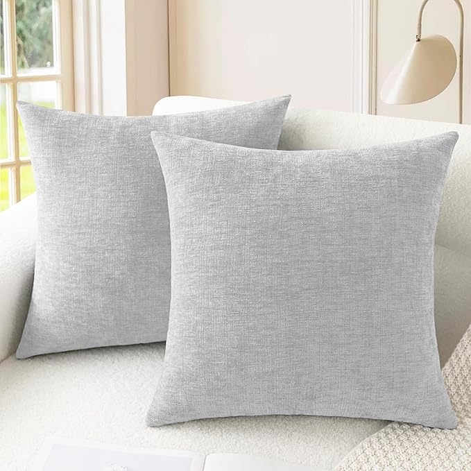 CaliTime Decorative Throw Pillow Covers 24 X 24 Inches Moonbeam Gray | Pack of 2 by CaliTime