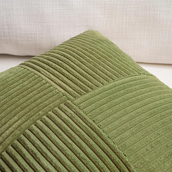 Fancy Homi 2 Packs Moss Green Lumbar Decorative Throw Pillow Covers 16x32 Inch - Image 3