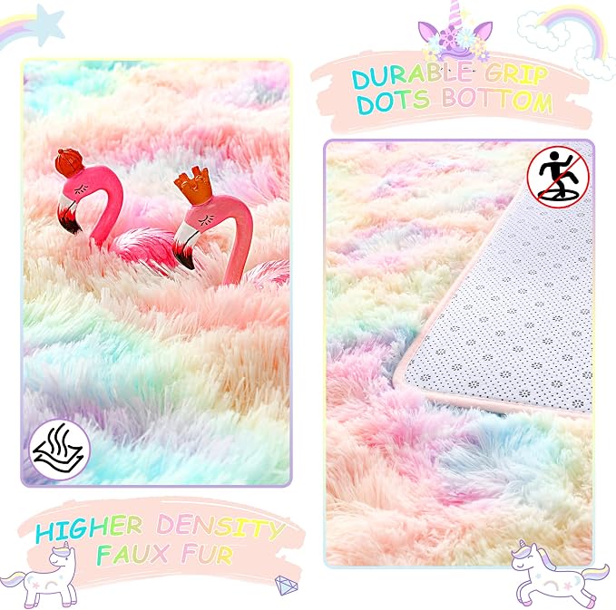 5x7 Rainbow Fluffy Soft Area Rug Non-Slip - Image 4