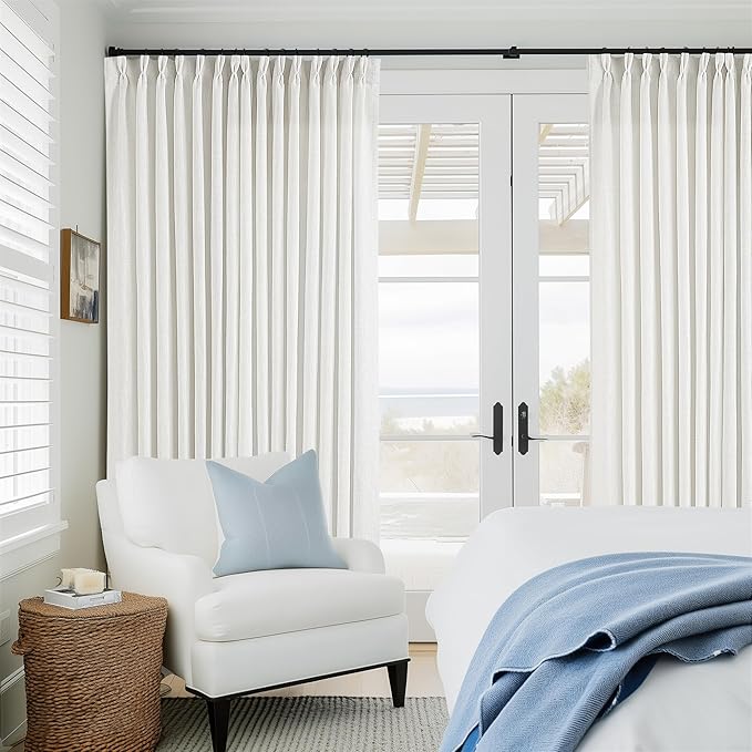 Beige White Pinch Pleated Extra Wide 108 Inch Long Curtains 100 Inch Wide | - Image 5