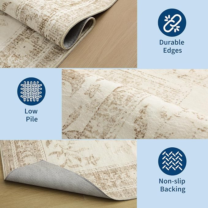 GarveeHome Vintage Beige Area Rug 9x12 - Image 7