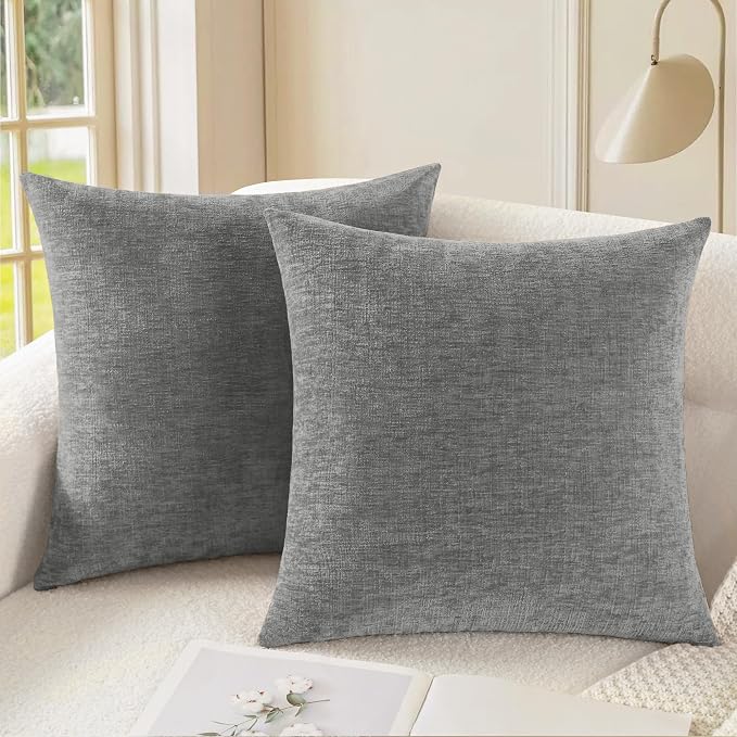 CaliTime Throw Pillow Covers Decorative 22 X 22 Inches Pack of 2 Cozy Chenille by CaliTime