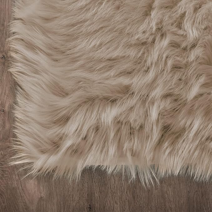 Latepis Runner Faux Fur Rug Camel Beige 2x6 Rugs Fluffy Furry Washable - Image 6