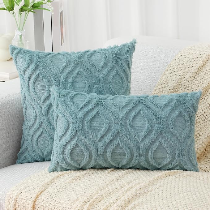 decorUhome Summer Throw Pillow Covers 26x26 Inch Set of 2, Soft Plush Faux Wool - Image 7