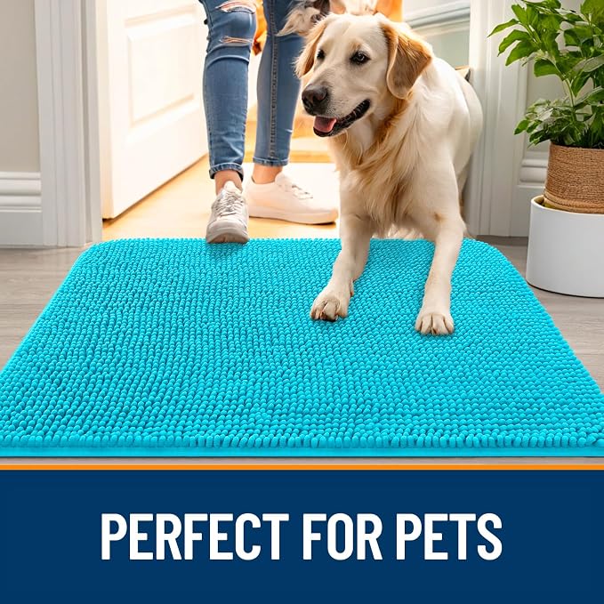OLANLY Dog Door Mat for Muddy Paws 40x24, Super Absorbent Chenille Mud Mat | - Image 6