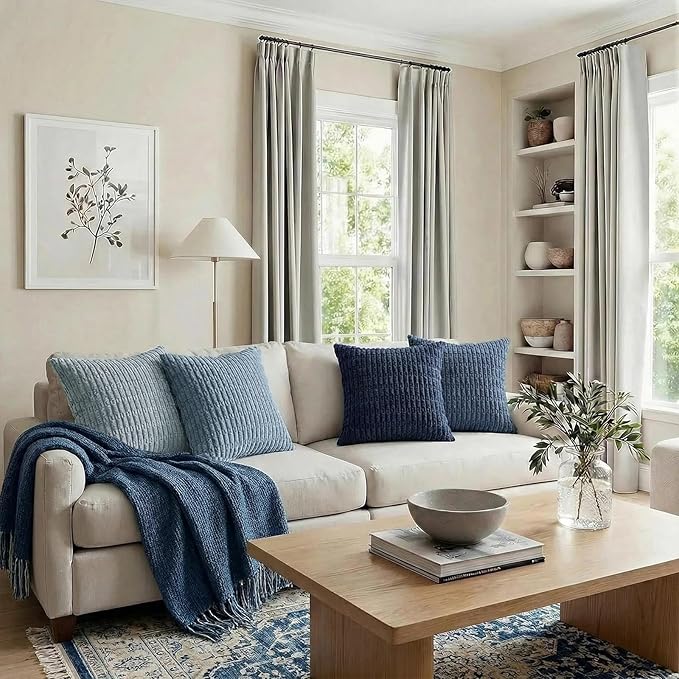 Fancy Homi Set of 4 Blue Decorative Throw Pillow Covers 16x16 Inch - Image 6