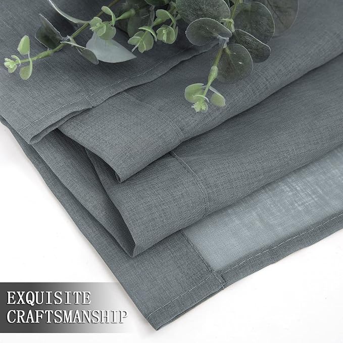 Tollpiz Sheer Curtain Linen Textured Living Room Curtains Sheer Light Filtering - Image 7