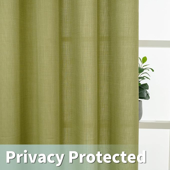 Light Filtering Moss Green Linen Curtains - Image 4
