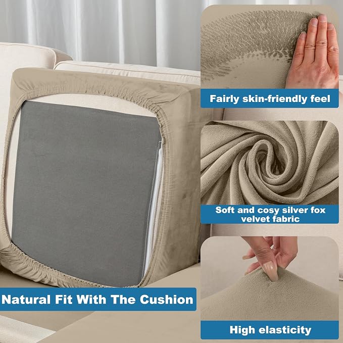 Couch Cover Stretch Velvet Sofa Cushion Cover 2-Piece - Image 4