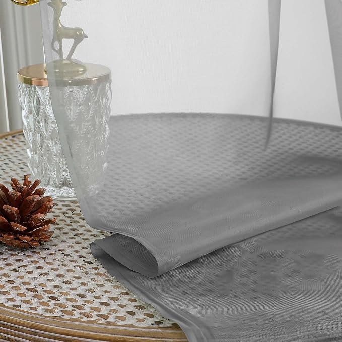 OWENIE Sheer Grey Curtains, Sheer Curtains 63 inch Length 2 Panels Set - Image 7