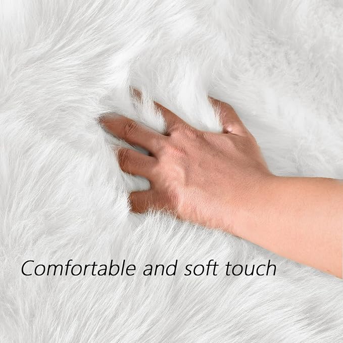 Latepis Large Area Rugs 6.7x10 Big White Faux Sheepskin Fur Rug - Image 6