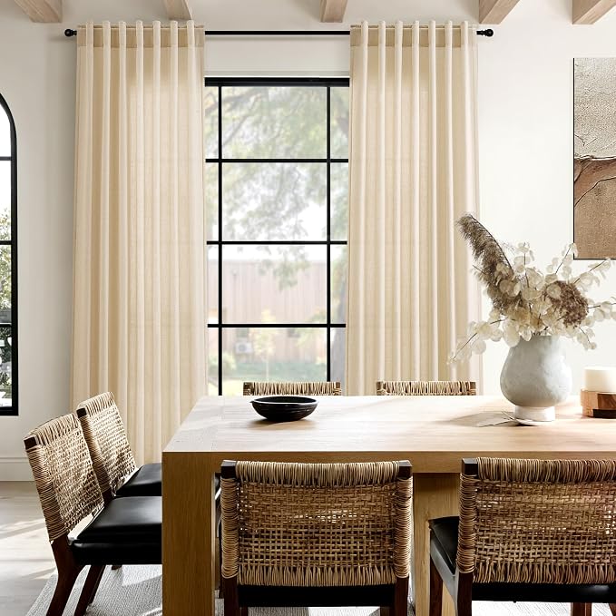 Nanspring Tan Linen Curtains 63 Inches Long - Image 5