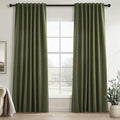 Topfinel 100 Inch Long Black Out Custom Curtains, Olive Green Pleated Window by Topfinel