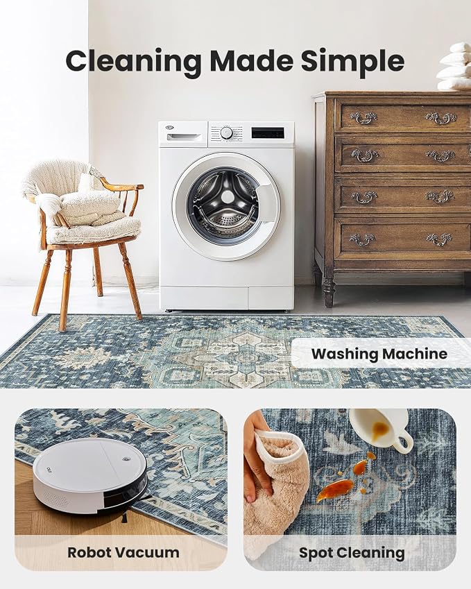 AMADA HOMEFURNISHING 5x7 Area Rugs, Washable Living Room Rug Low-Profile - Image 4