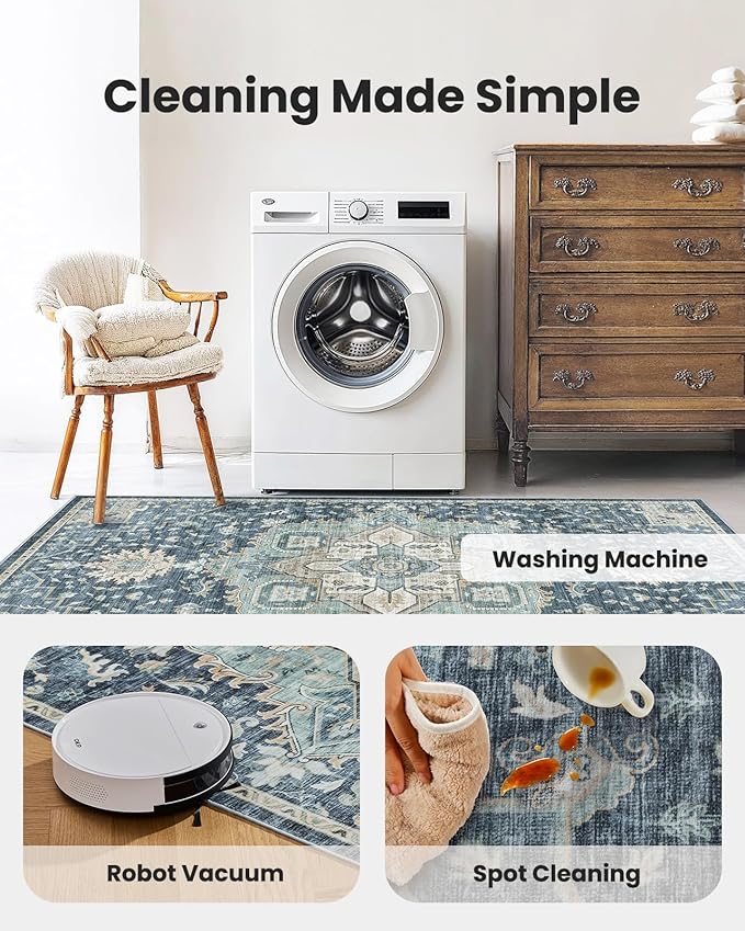 AMADA HOMEFURNISHING 10x14 Washable Area Rug, Low-Profile Large Area Rug - Image 5