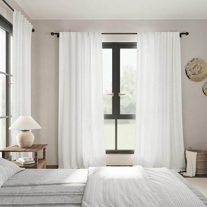 Linen Off White Curtains 120 inch Extra Long - Image 7