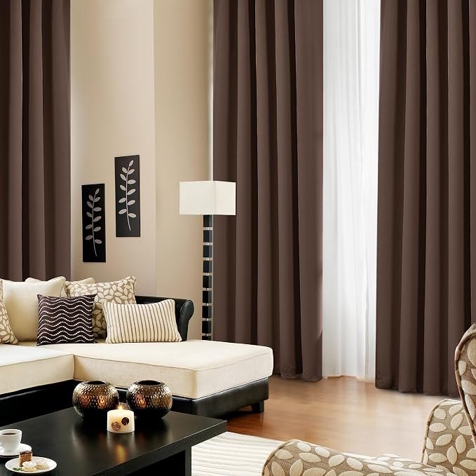 Deconovo Blackout Curtains, Thermal Insulated, W42 x L54 2 Panels, Back Tab - Image 4