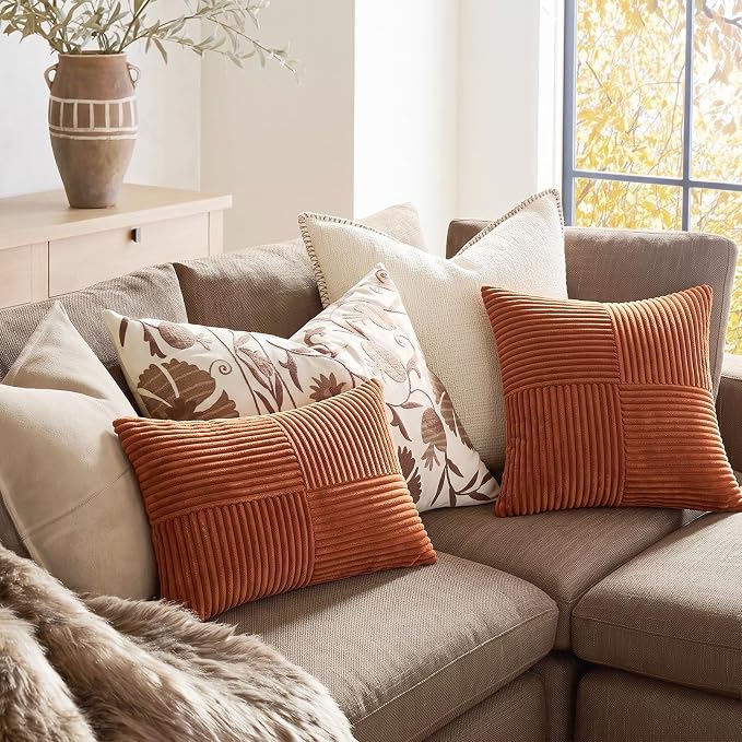 Fancy Homi 2 Packs Rust Decorative Throw Pillow Covers 20x20 Inch - Image 5
